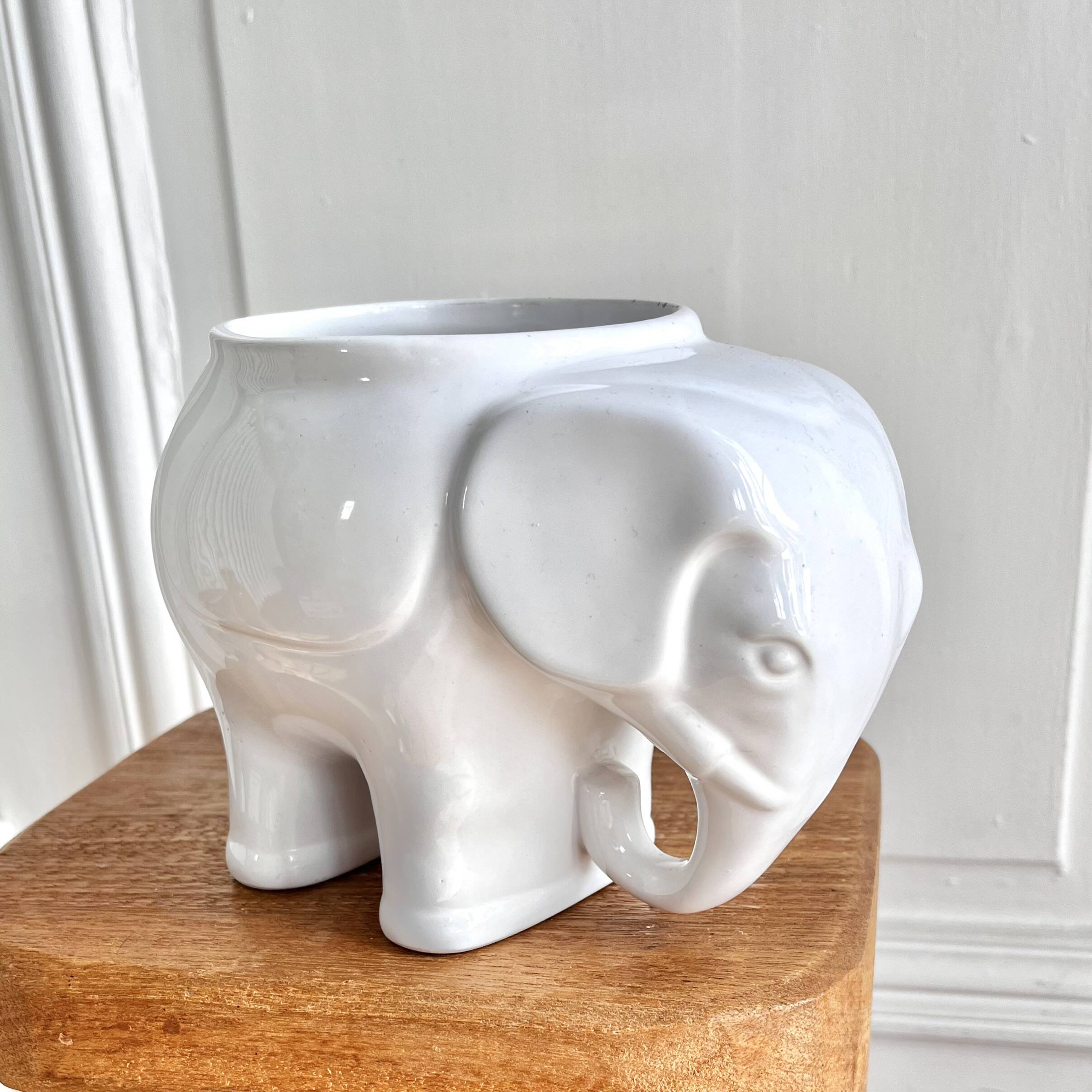 Elephant ceramic vase pot cover 60s/70s