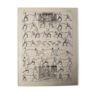 Lithograph engraving on fencing of 1928
