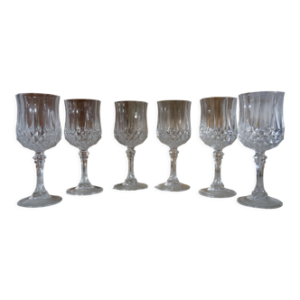 6 verres à pied Cristal d'arques modèle Longchamps