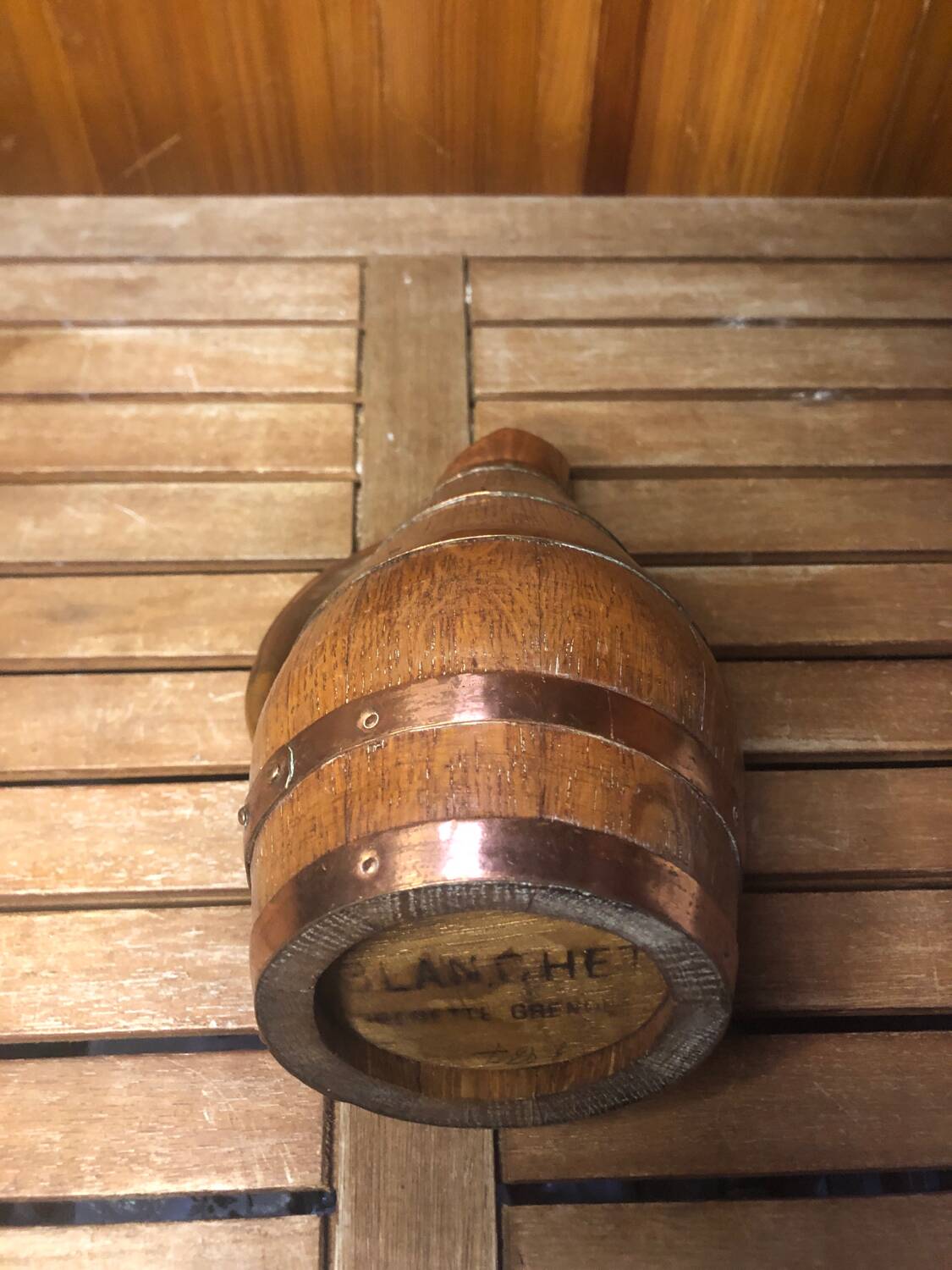 Ancien Pichet BLANCHET Bois + Cerclage Cuivre Vintage