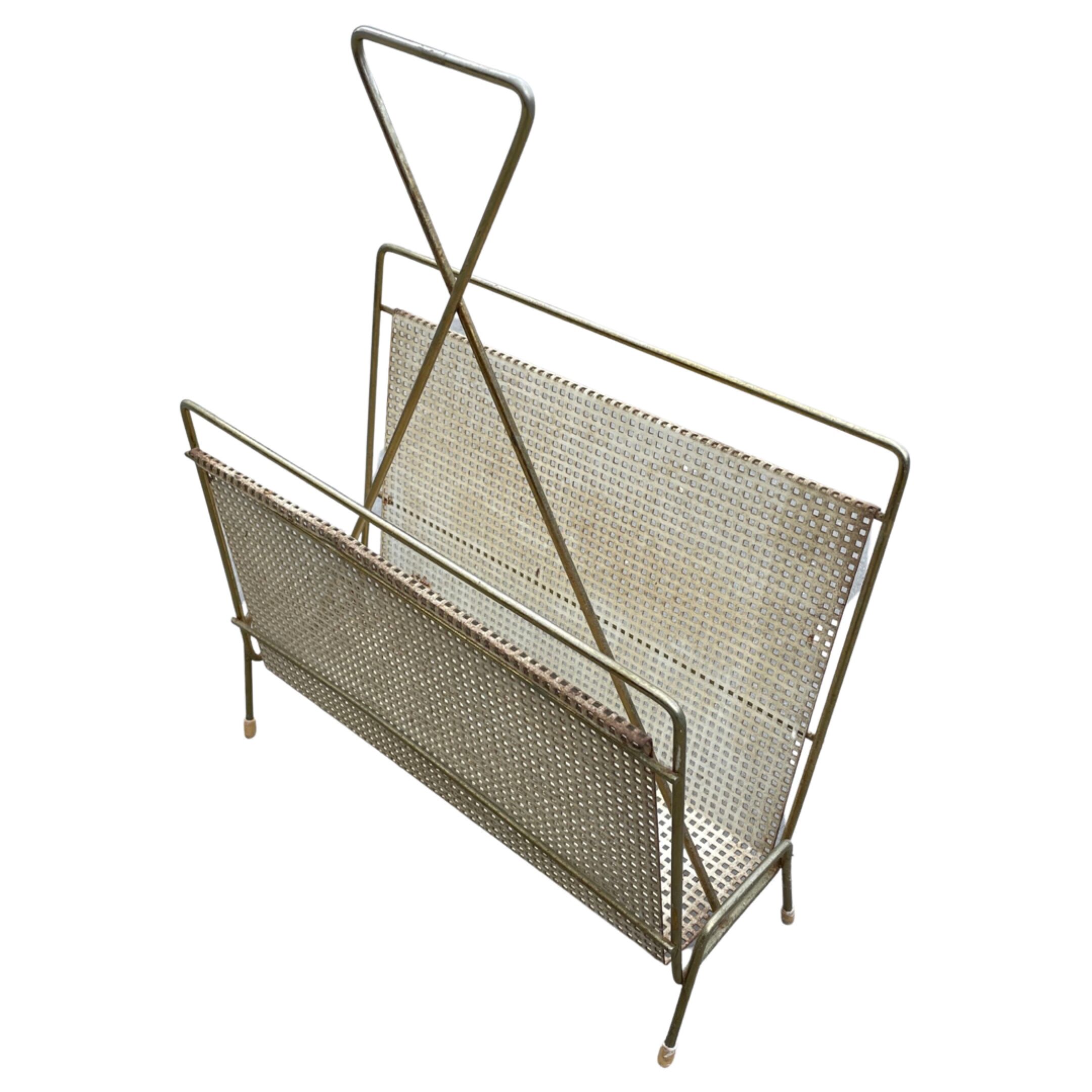 Vintage magazine rack 60s brass design