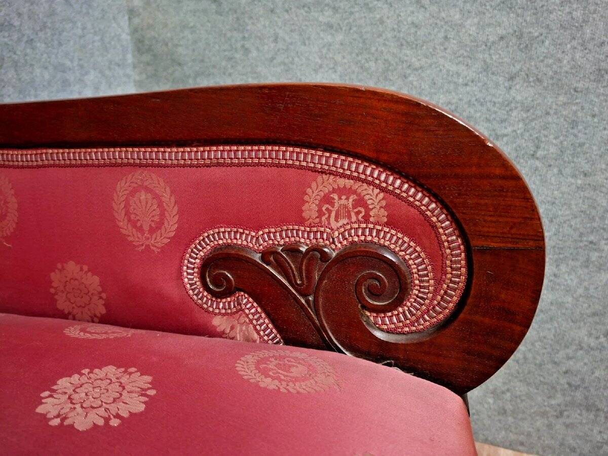 Canapé / Banquette d'époque Restauration / Empire en acajou.