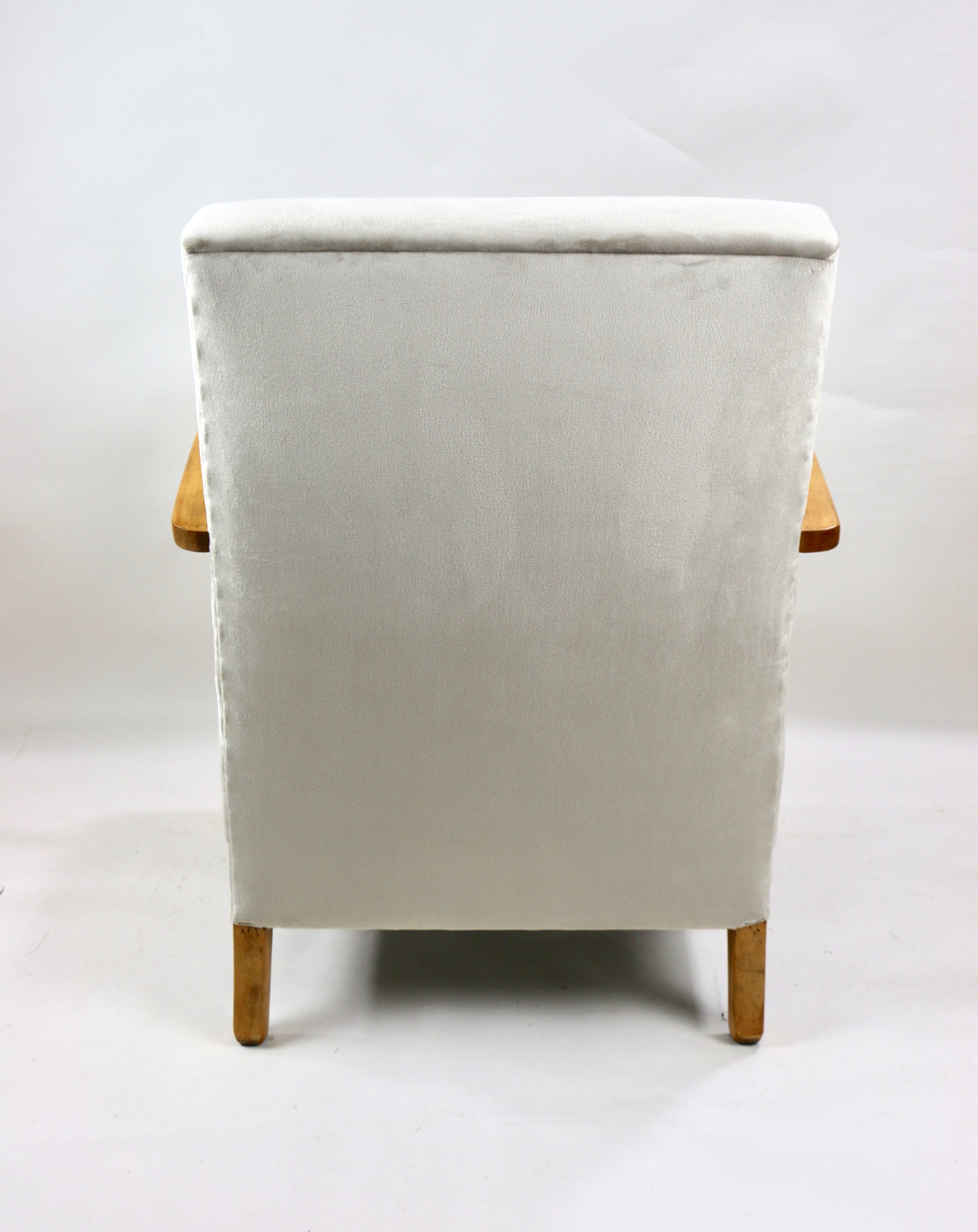 Fauteuil en velours beige allemand Art Déco, années 1960