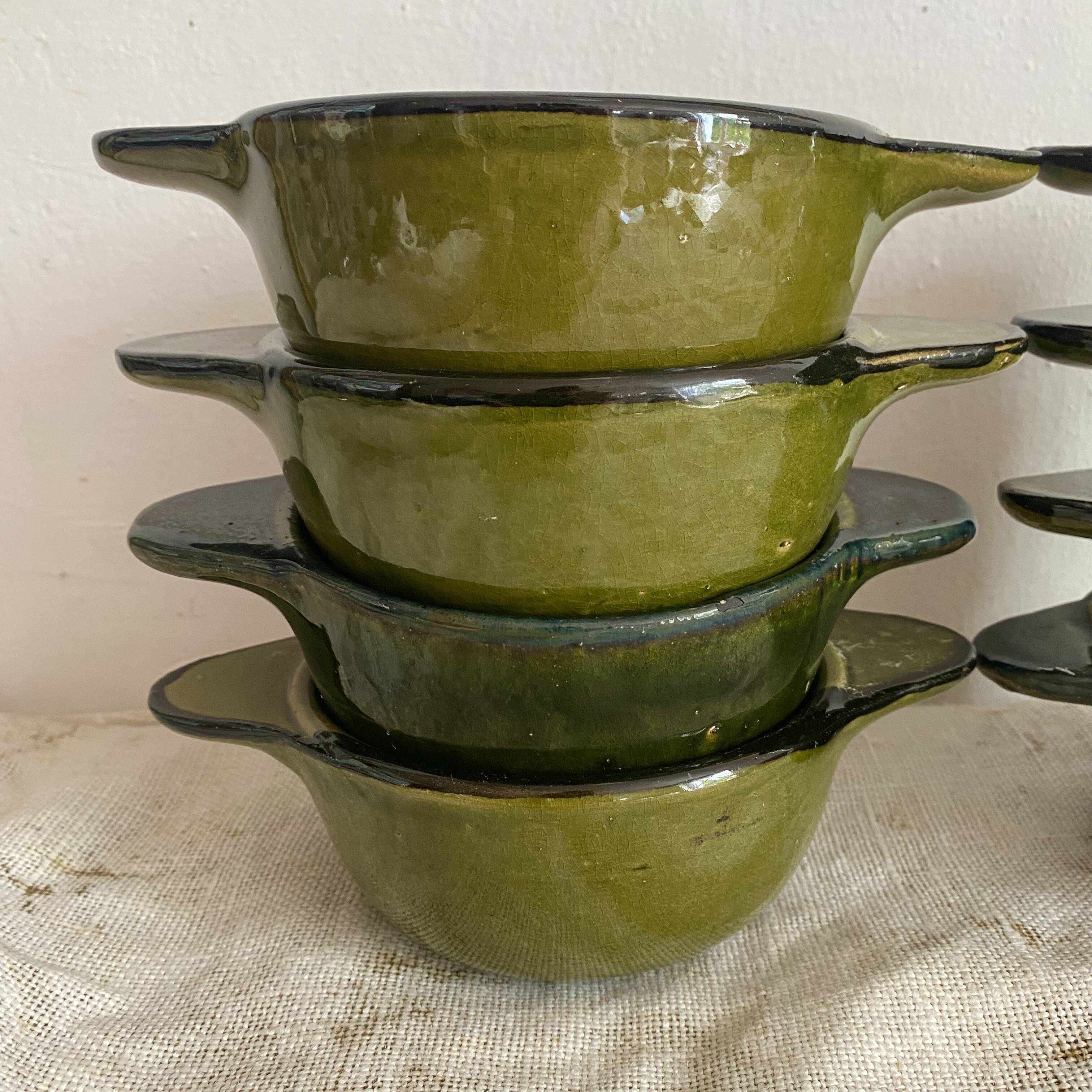 Kaki ceramic ear bowls from the 1970s