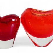Post-Modern Murano Glass Heart Vases by Maria Christina Hamel, 1990s
