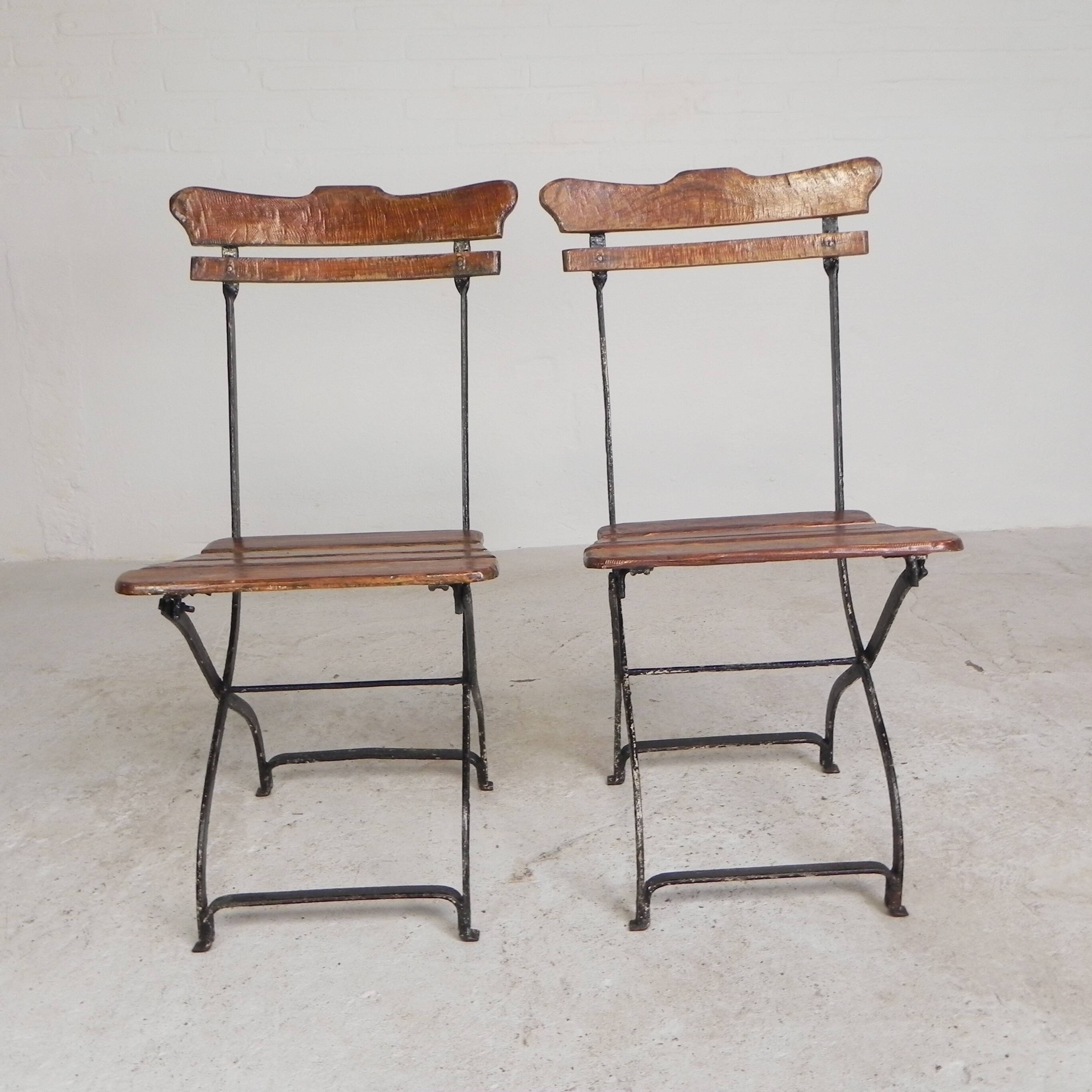Set of 2 folding chairs, garden chairs, 1930s