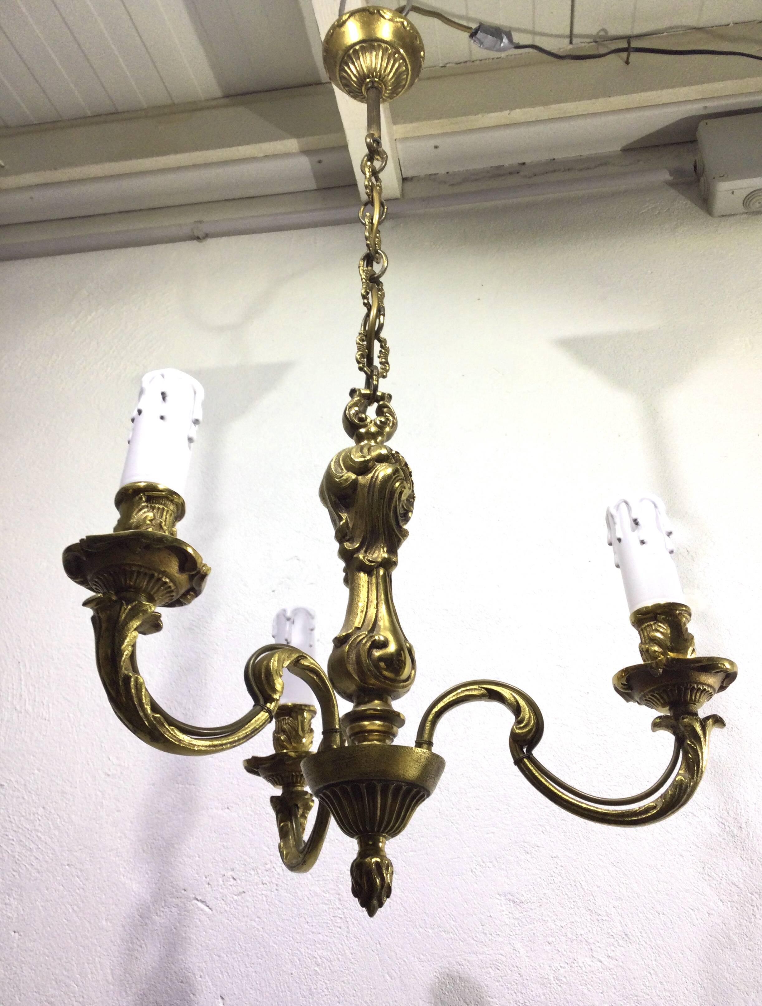 3-light bronze chandelier