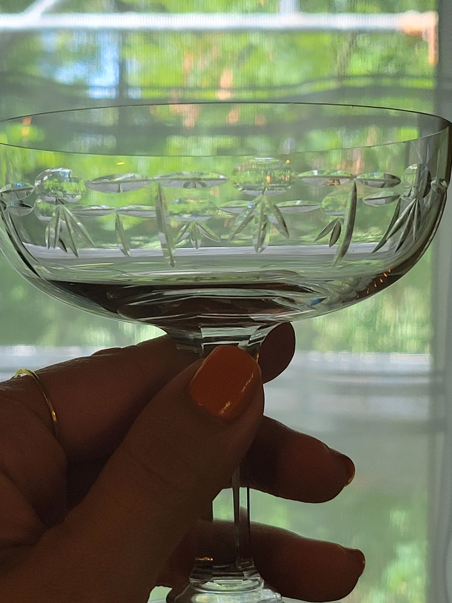 4 Antique Champagne Glasses In Engraved Crystalline