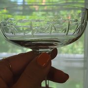 4 Antique Champagne Glasses In Engraved Crystalline