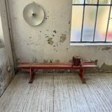 1950s oak bench with red patina, 2m