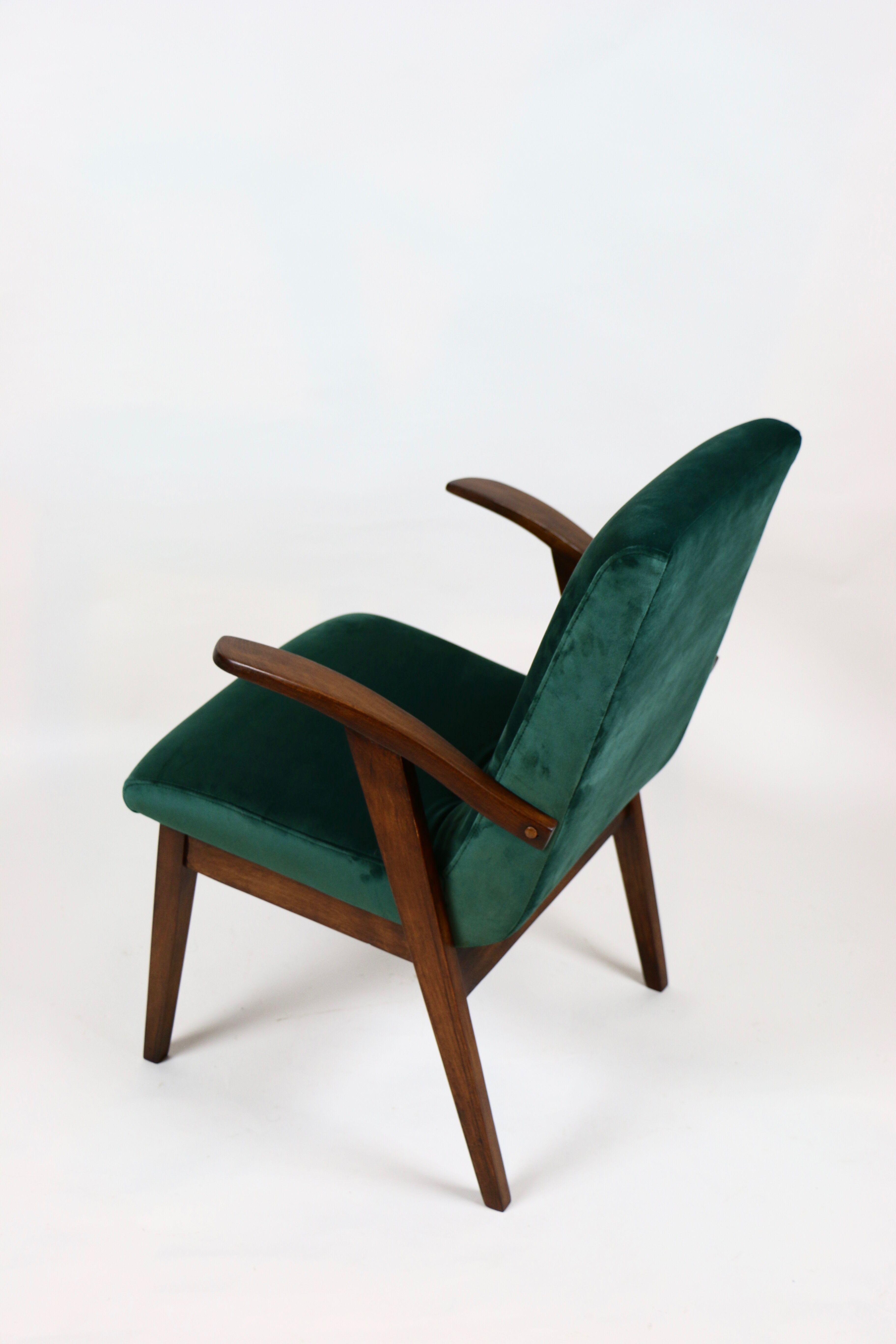 Fauteuil en velours vert d’années 1970