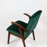Fauteuil en velours vert d’années 1970