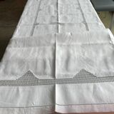 Nappe fil brodée main Art déco et 12 serviettes