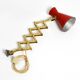 1950s brass extendable scissor wall lamp with aluminum diabolo shade in red