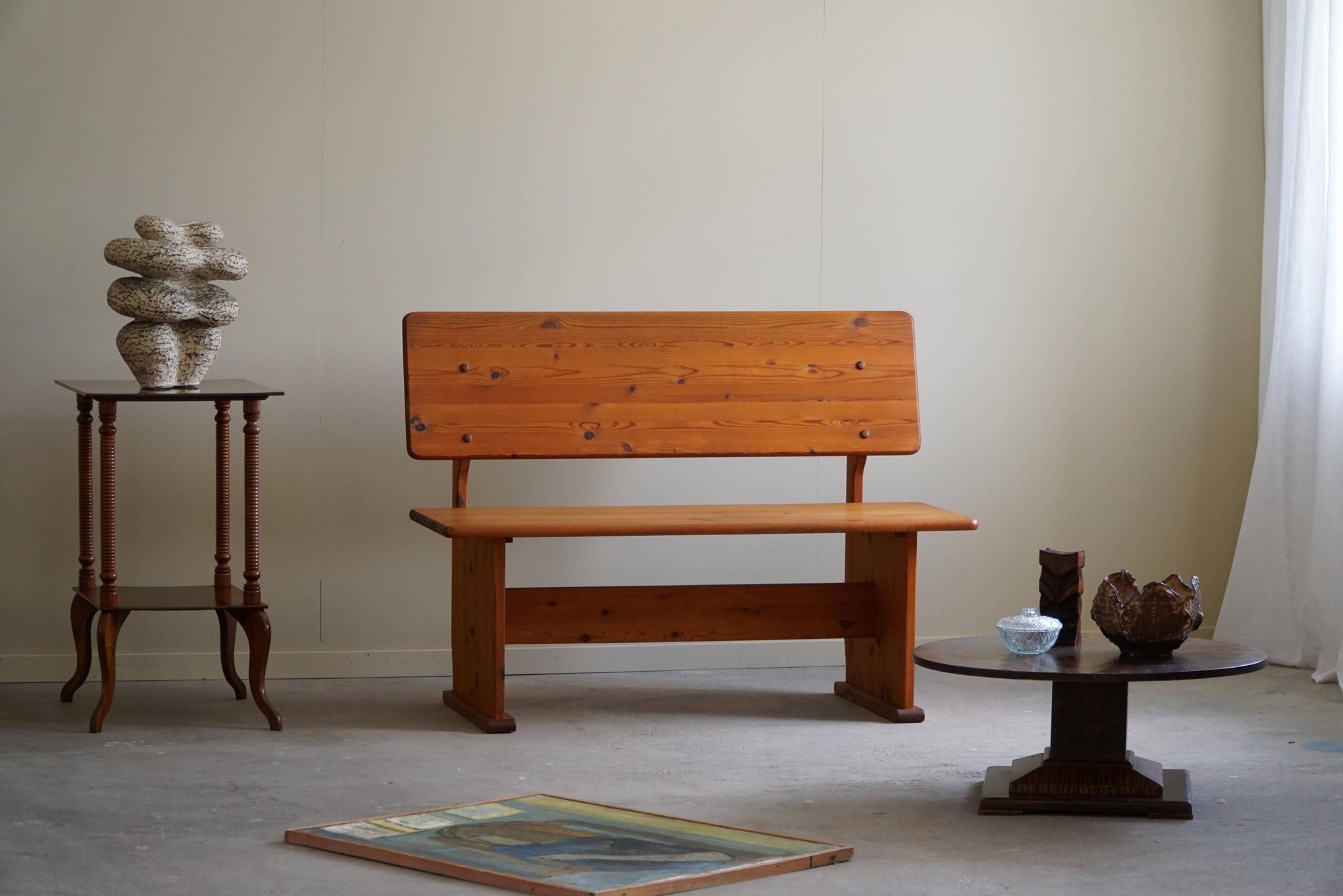 Modern Mid-Century Pine Bench, Made by a Swedish Cabinetmaker in the 1970s