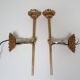 Pair of vintage patinated golden metal hand sconces