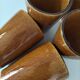 5 vintage caramel glazed stoneware cups, 70s crafts