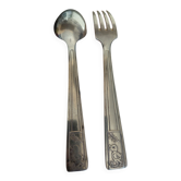 Children's cutlery in silver-plated metal