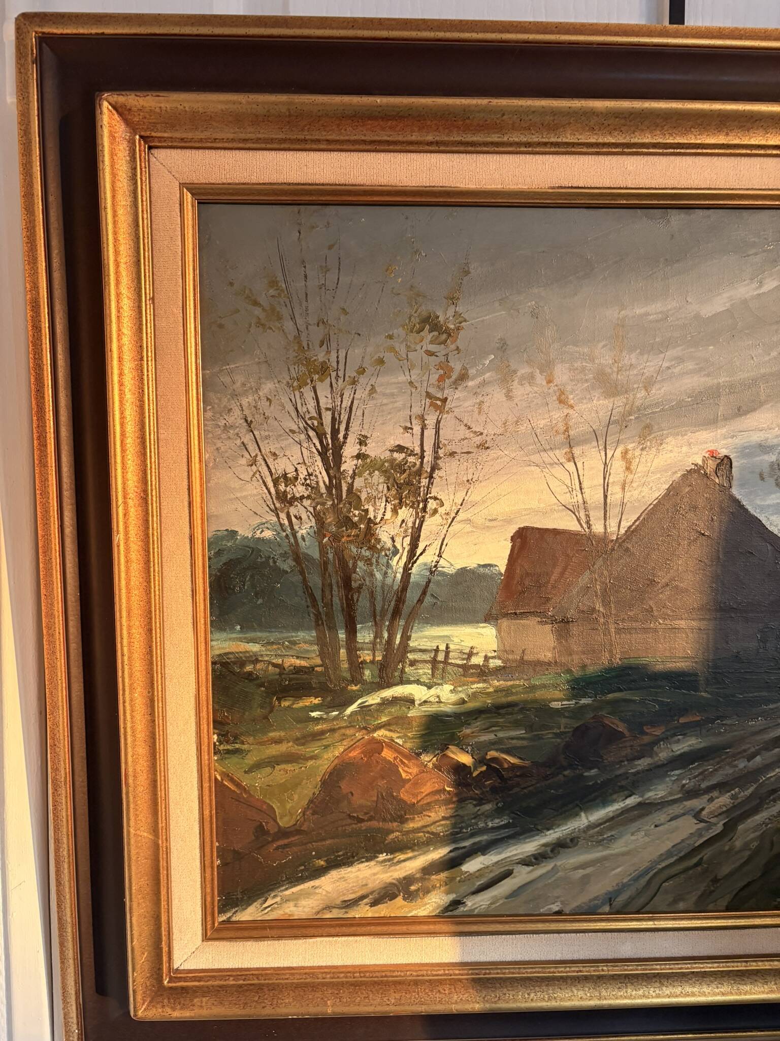 Oil Painting Canvas DEMAREST House Path Forest Landscape River