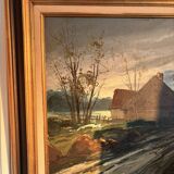 Oil Painting Canvas DEMAREST House Path Forest Landscape River