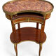 Kidney table in mahogany, brocatelle marble, Louis XV Transition, 19th century.