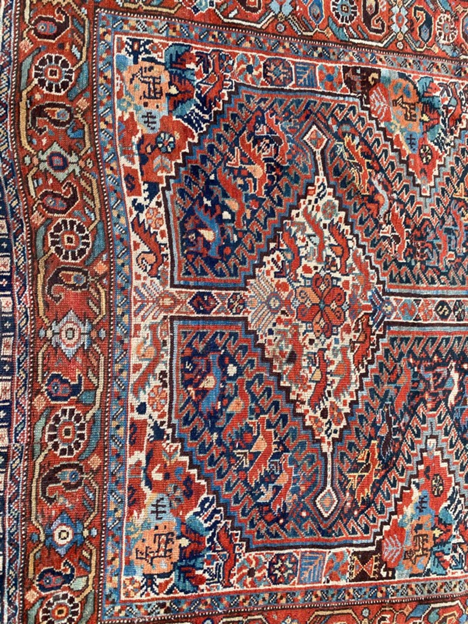 Ancient persian ghashghai carpet 130x182 cm