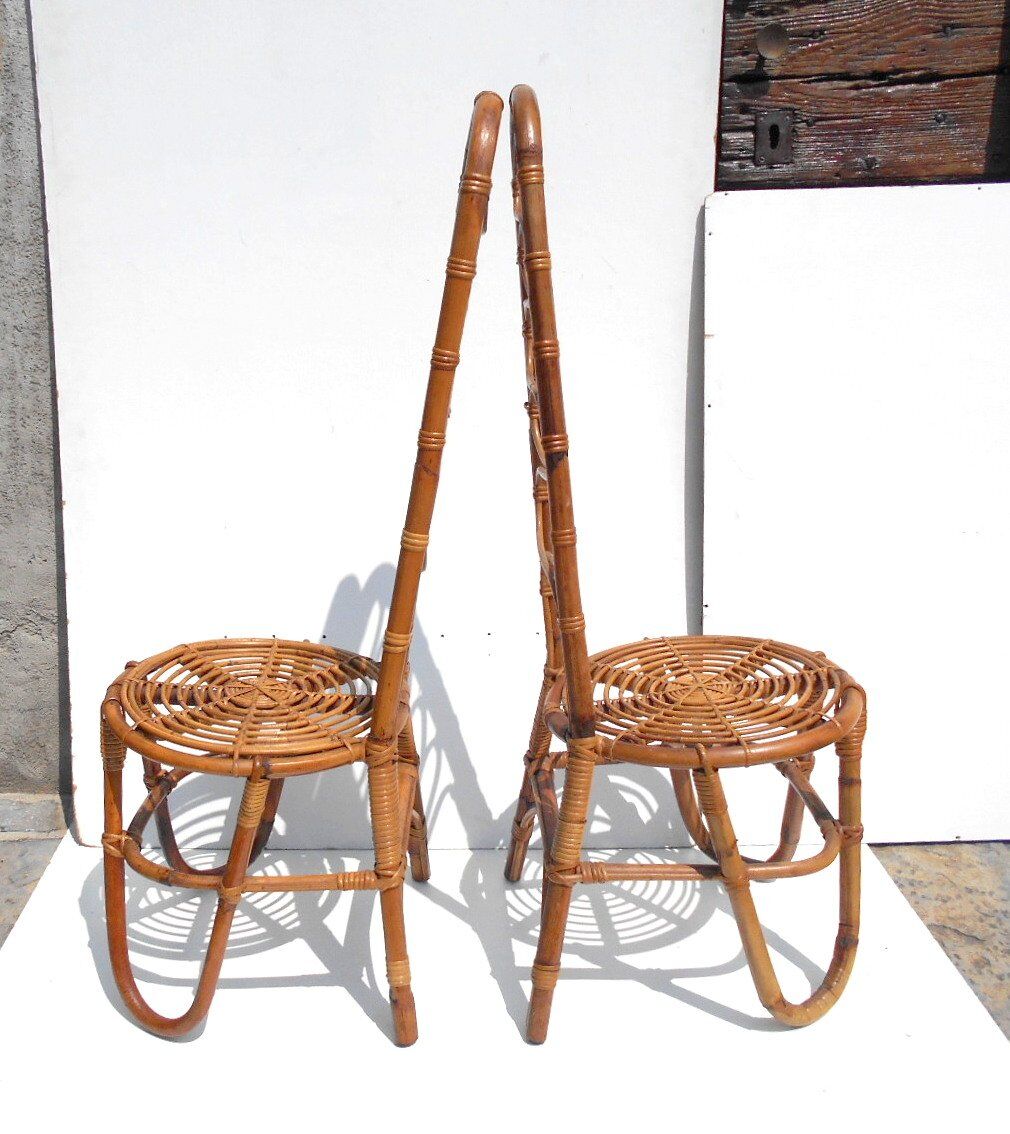 Two Dirk Van Sliedregt rattan chairs,1950s