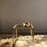 Coffee table in ivory and brass metal and smoked glass, 1970s/80s