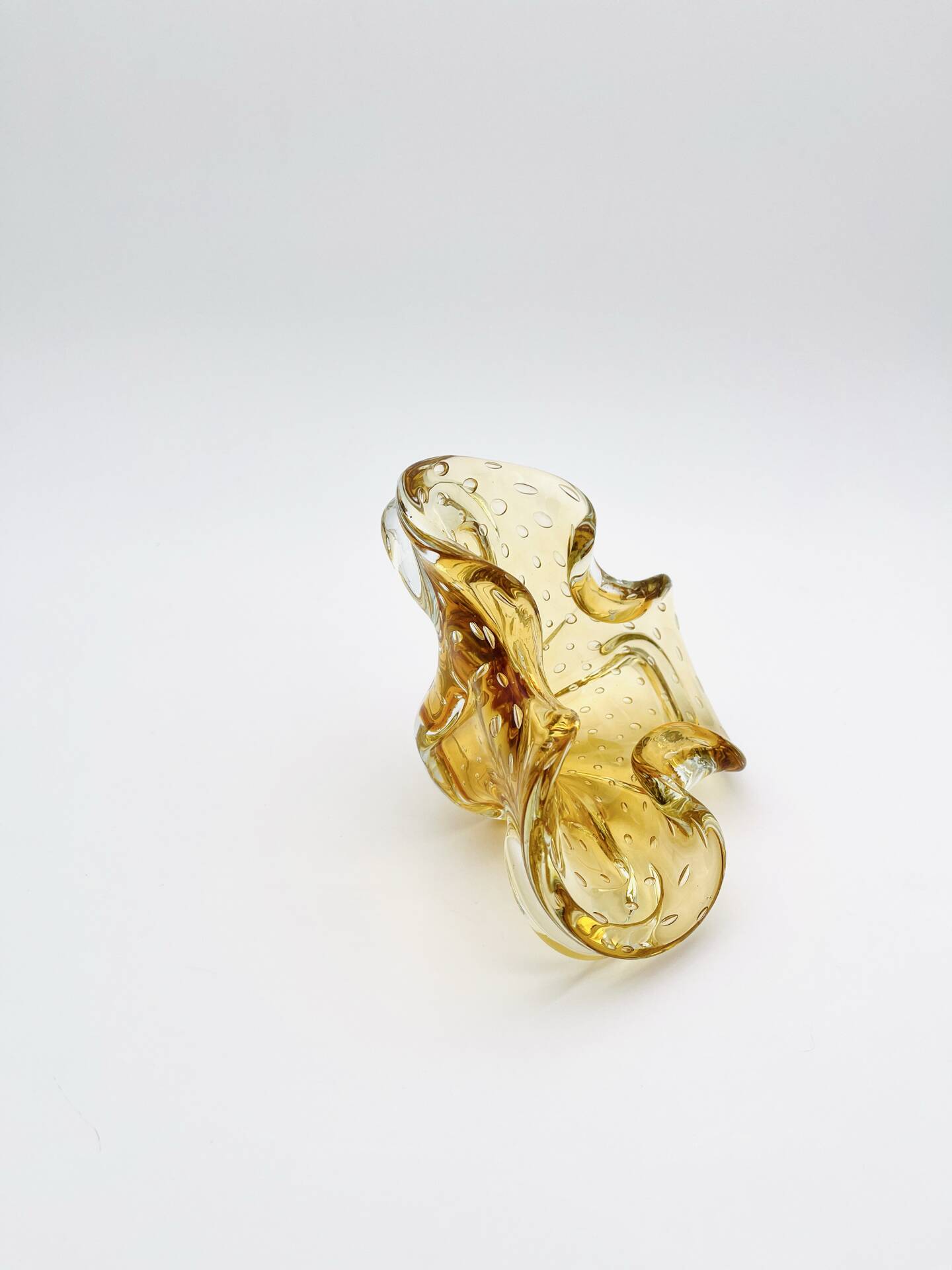 Murano bowl Archimede Seguso Bullicante Sommerso Yellow Gold