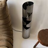 Grande lampe sculptural en métal chormé et brossé, design 1970