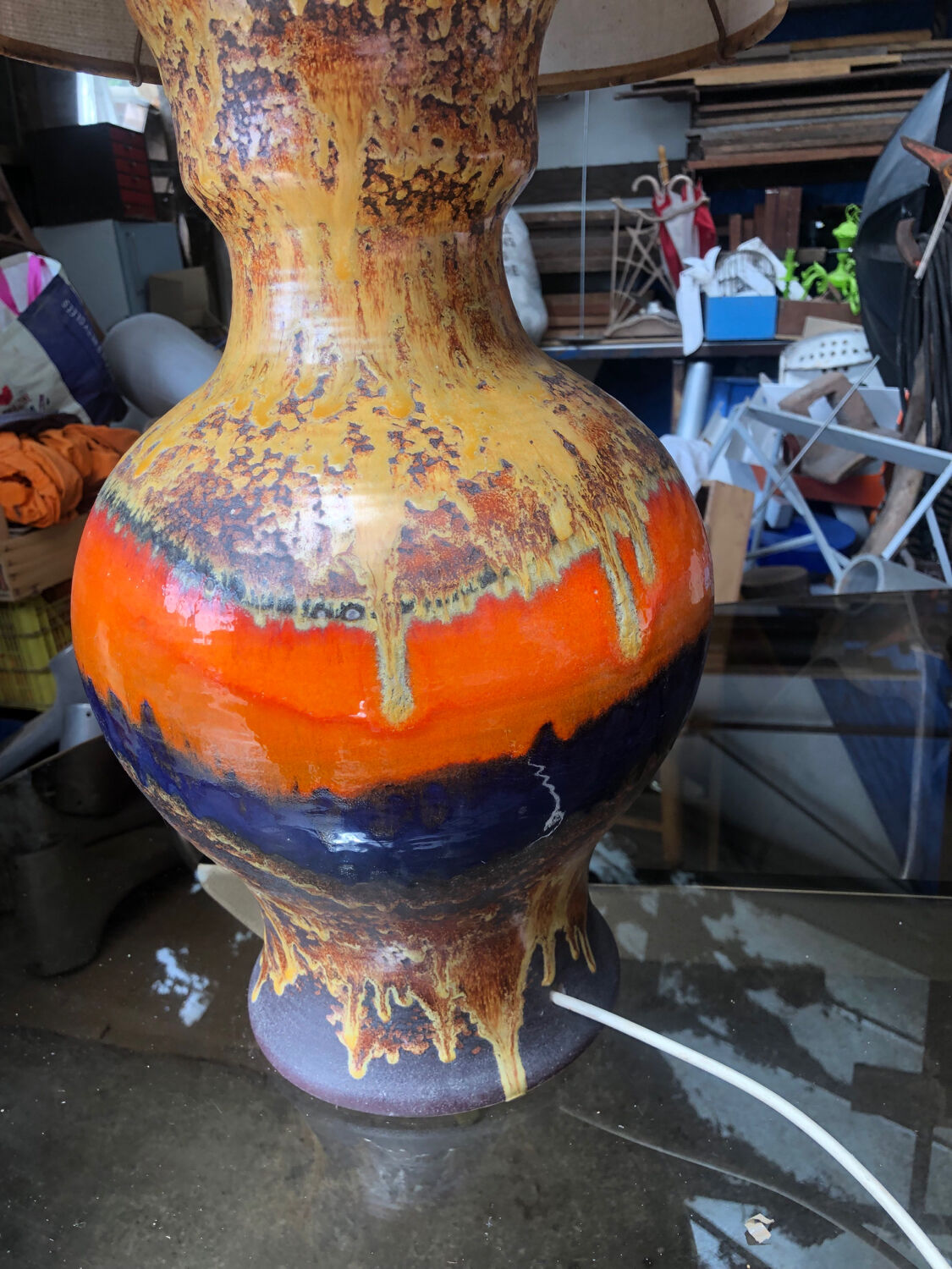 Lampe de sol céramique 1950 vintage