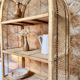 vintage rattan bookshelf