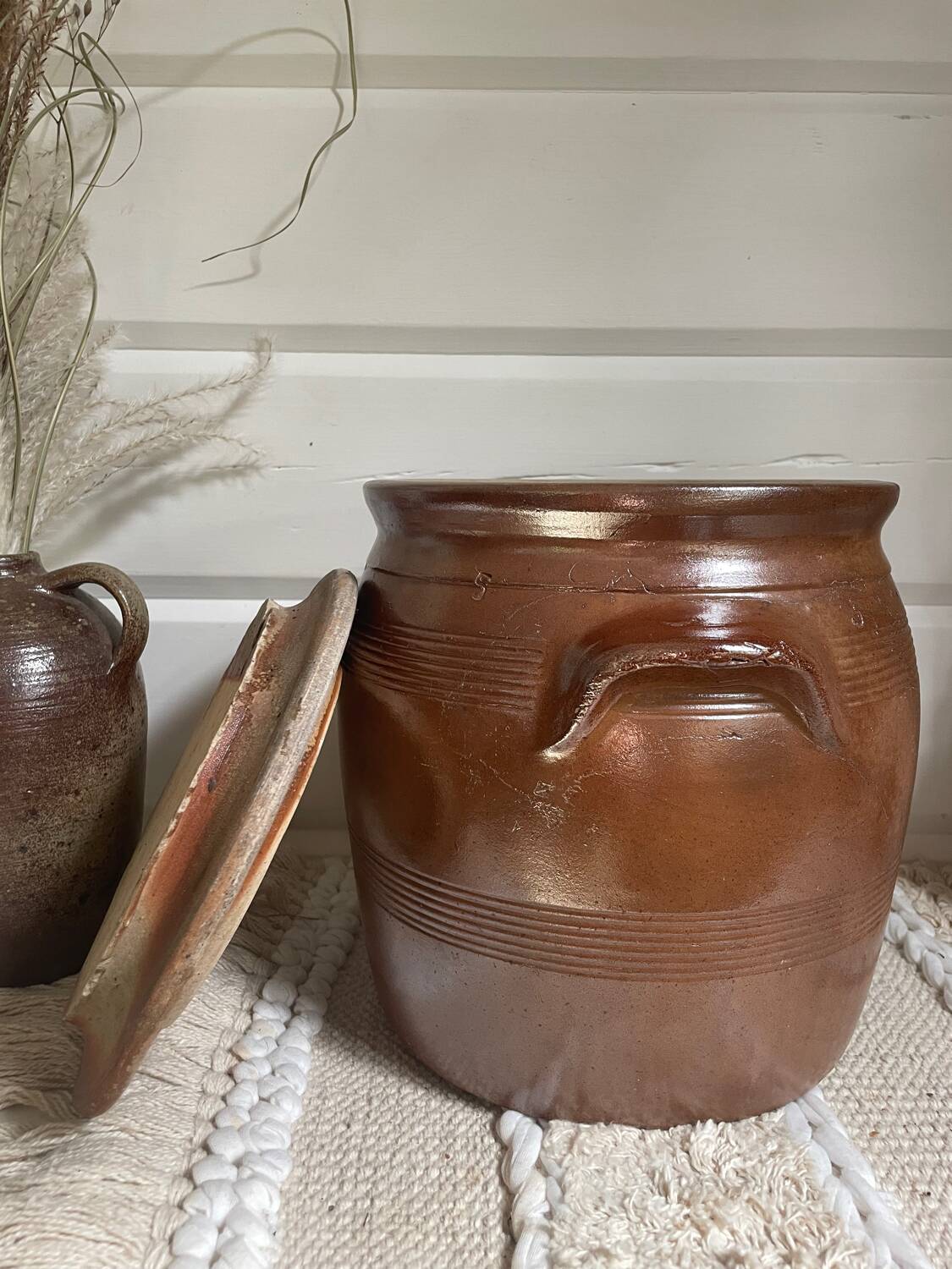 Old stoneware salt cellar