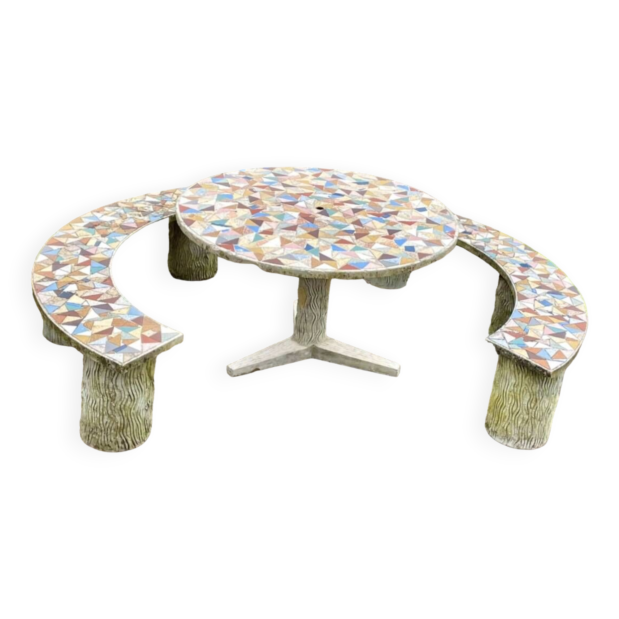 Stone and mosaic garden furniture