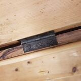 Old curved travel trunk, in pine, stripped 98x60x65