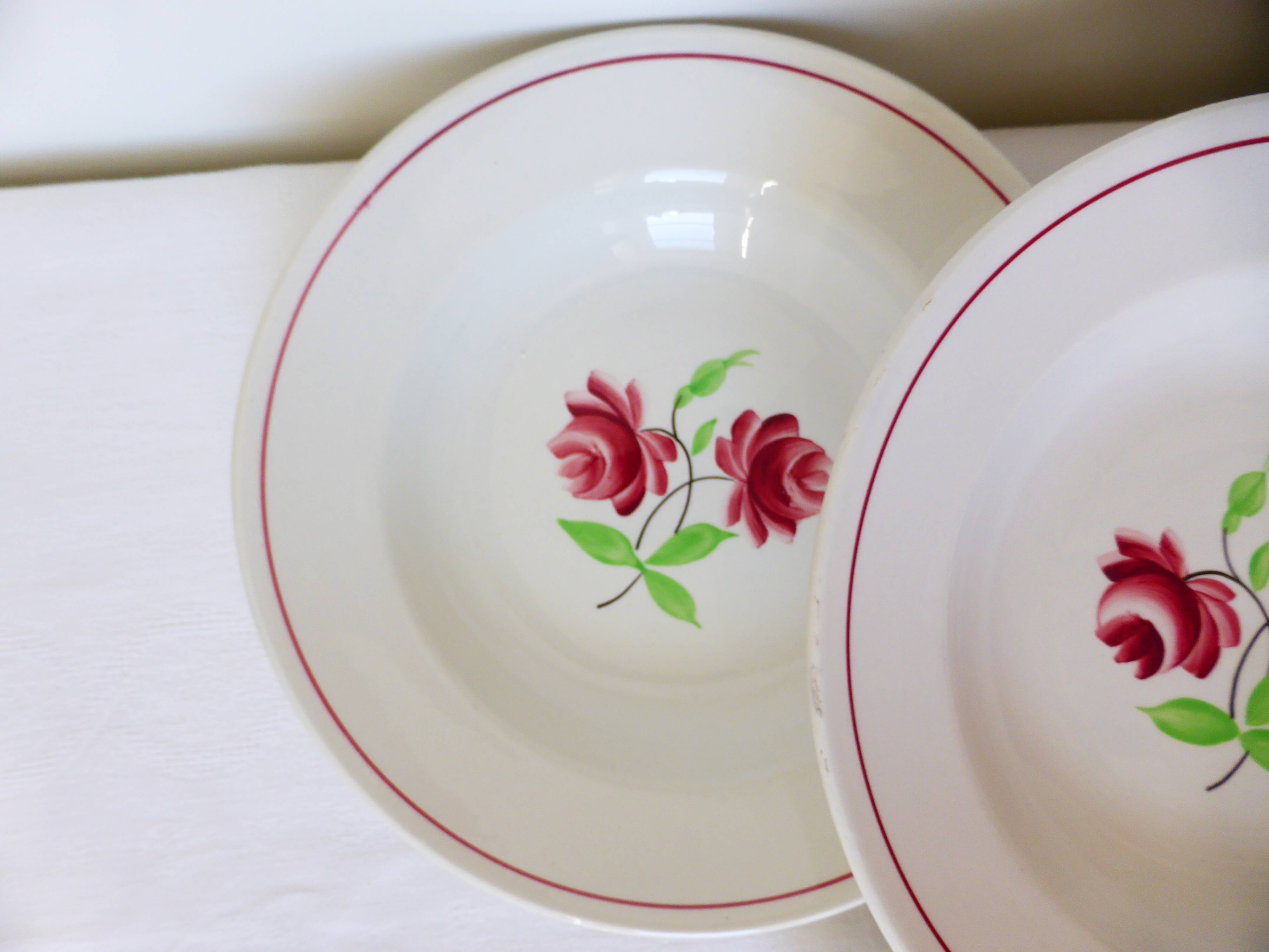 4 assiettes creuses K et G Luneville modèle Rose Mai 2106209