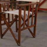 Pair of folding director's chairs in oak and fabric, 1960s