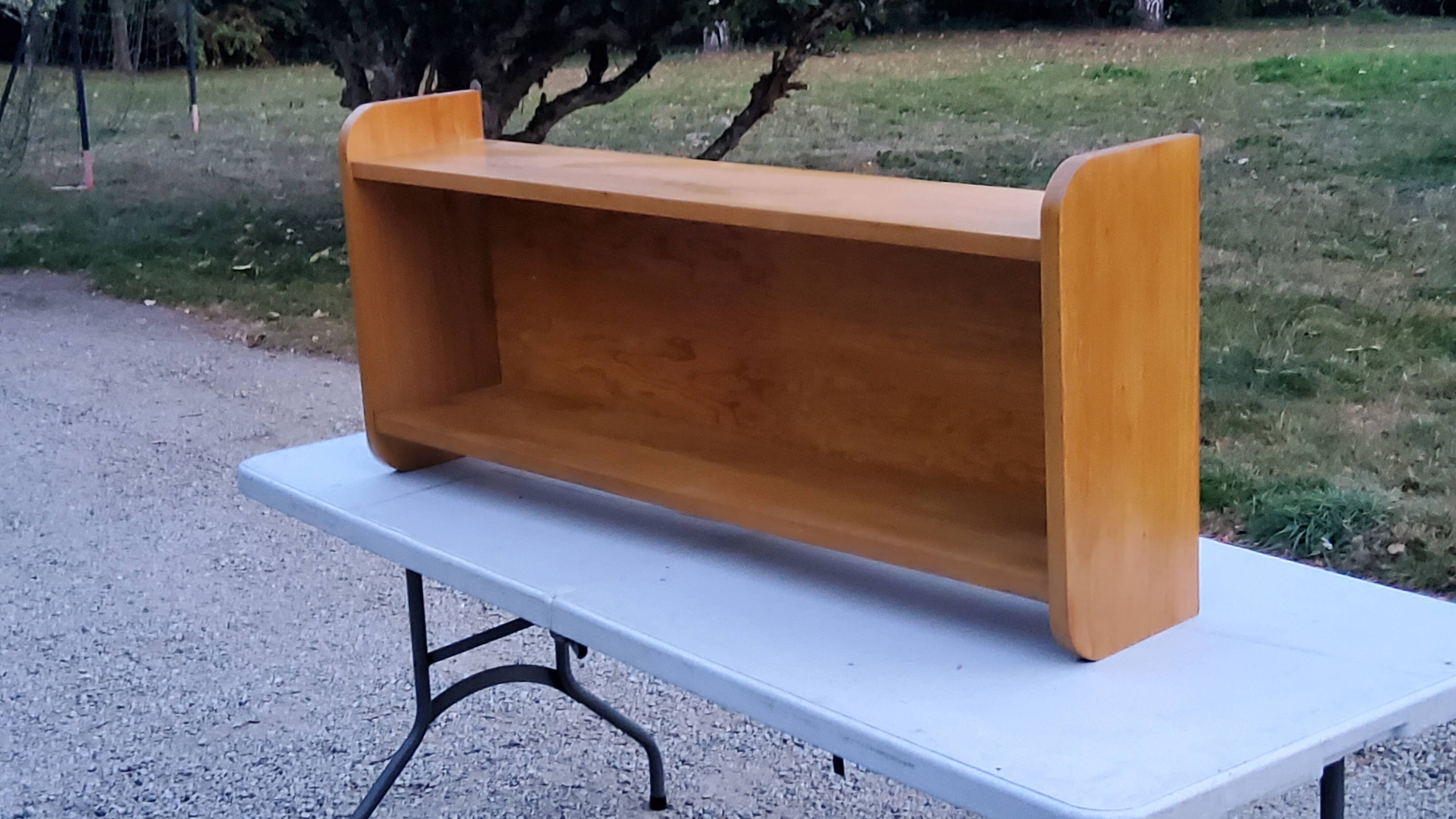 Double wall shelf in solid blond oak from the 1950s