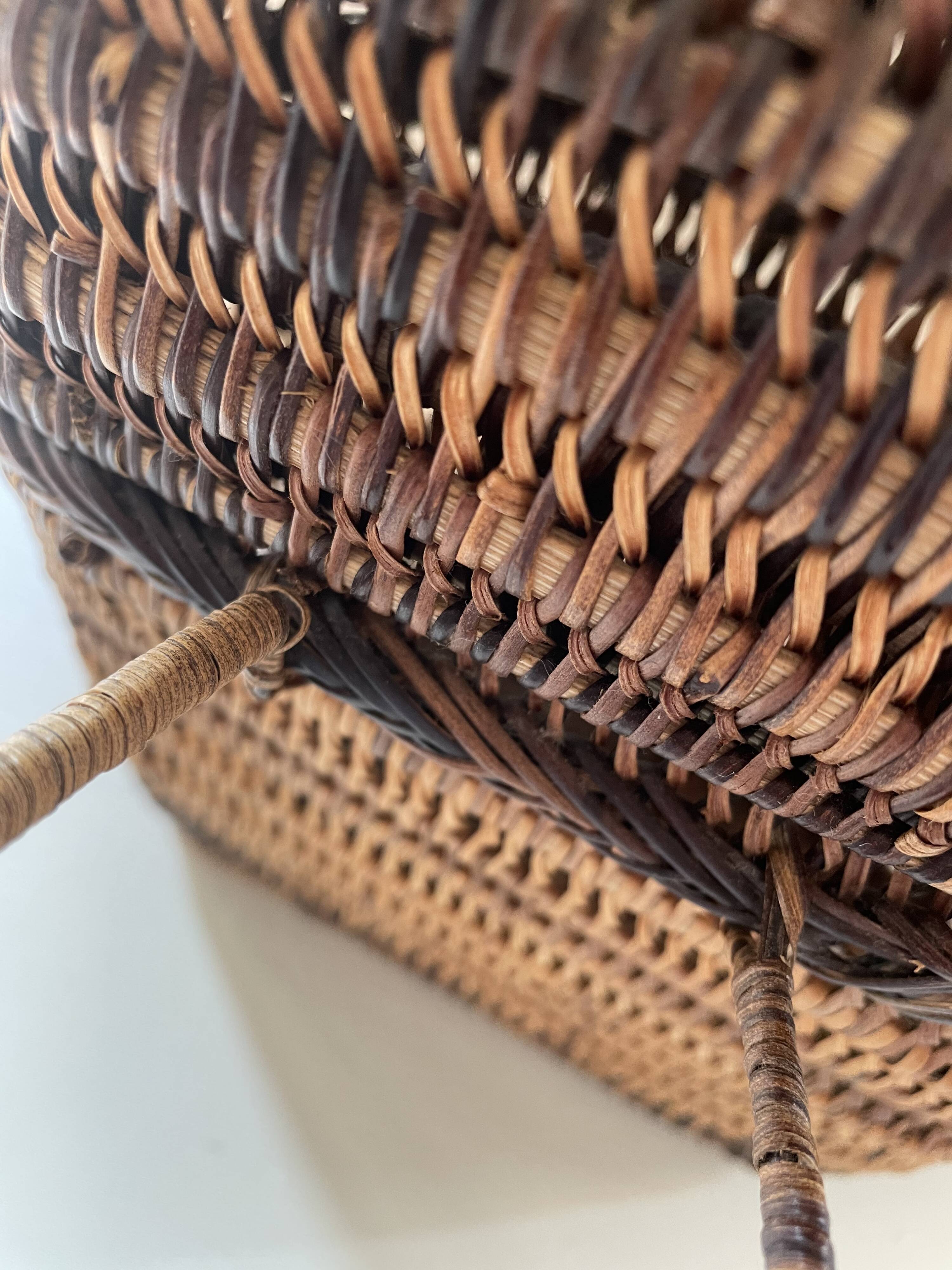 Asian rattan basket with lid 23×18 cm