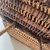Asian rattan basket with lid 23×18 cm
