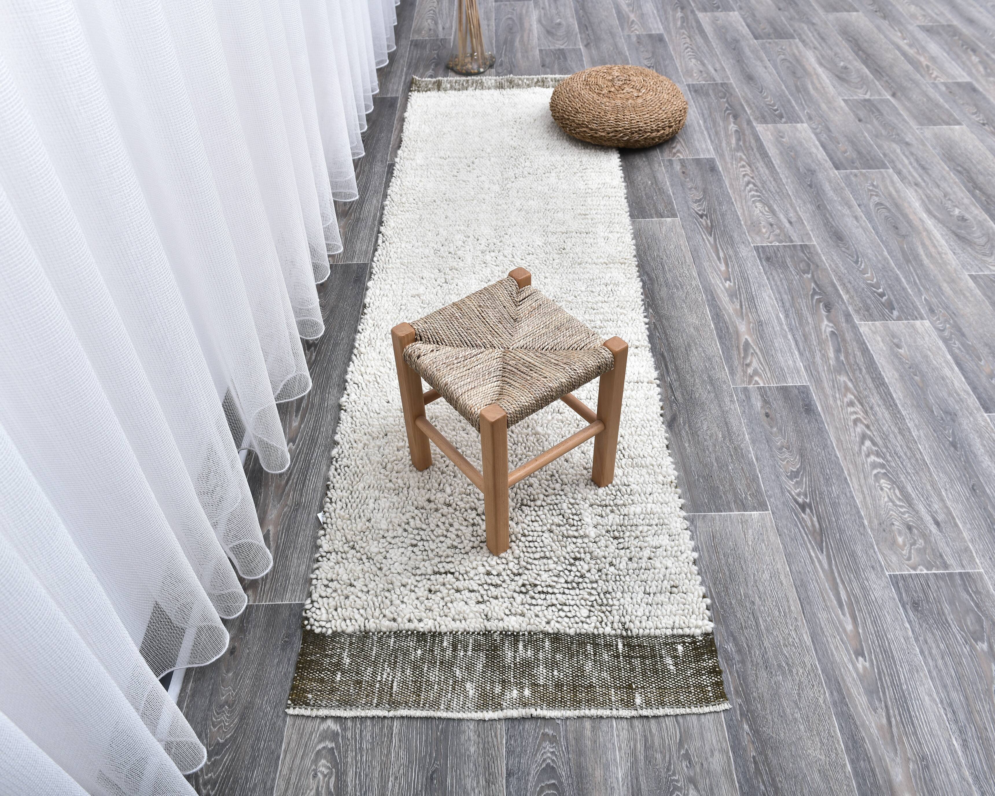 2x7 Green White Turkish Vintage Runner Rug 66x231Cm