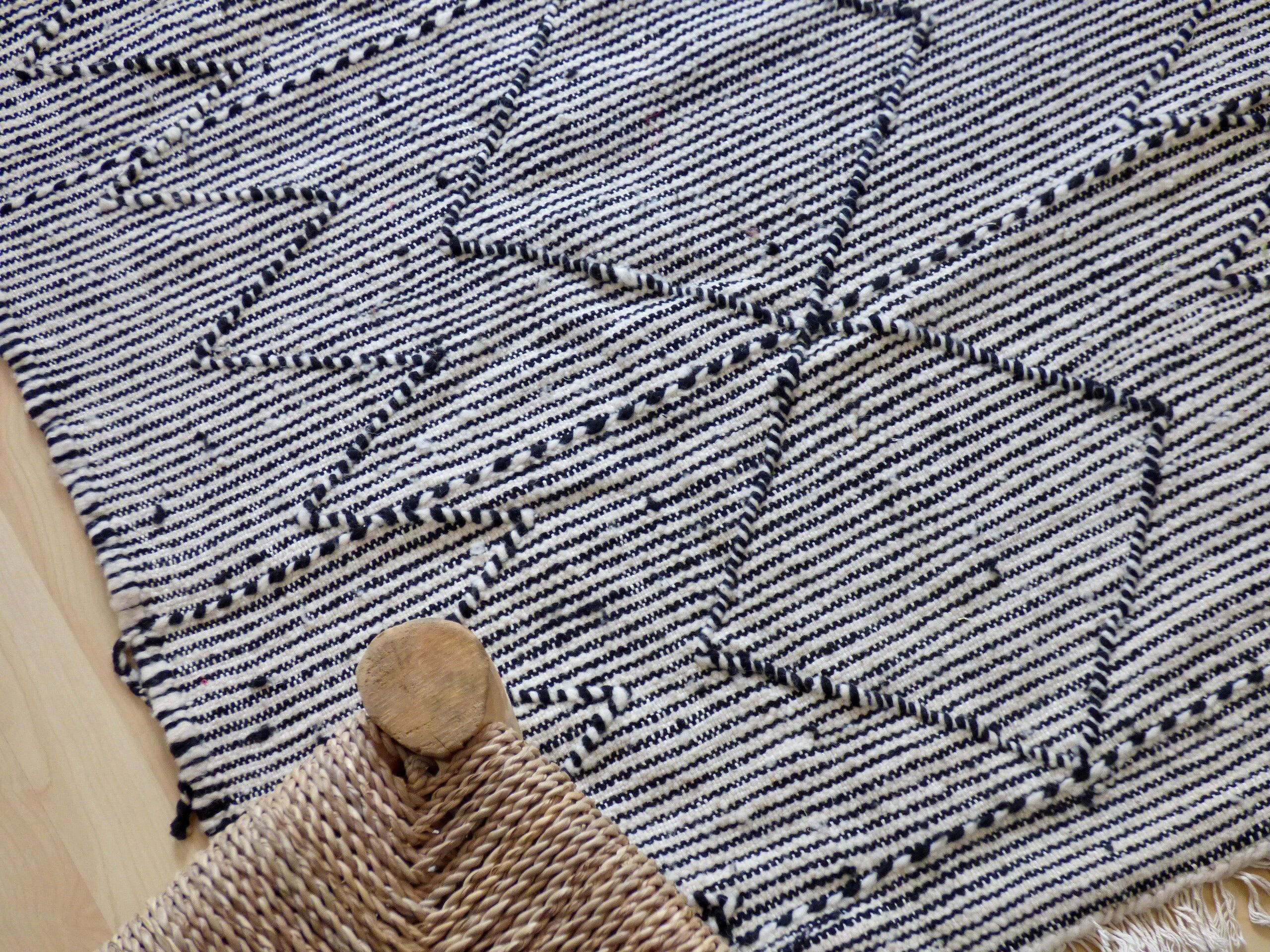 Zanafi Berber carpet in black and white wool