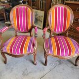 Pair of armchairs louis philippe medaillon walnut of the xix th century