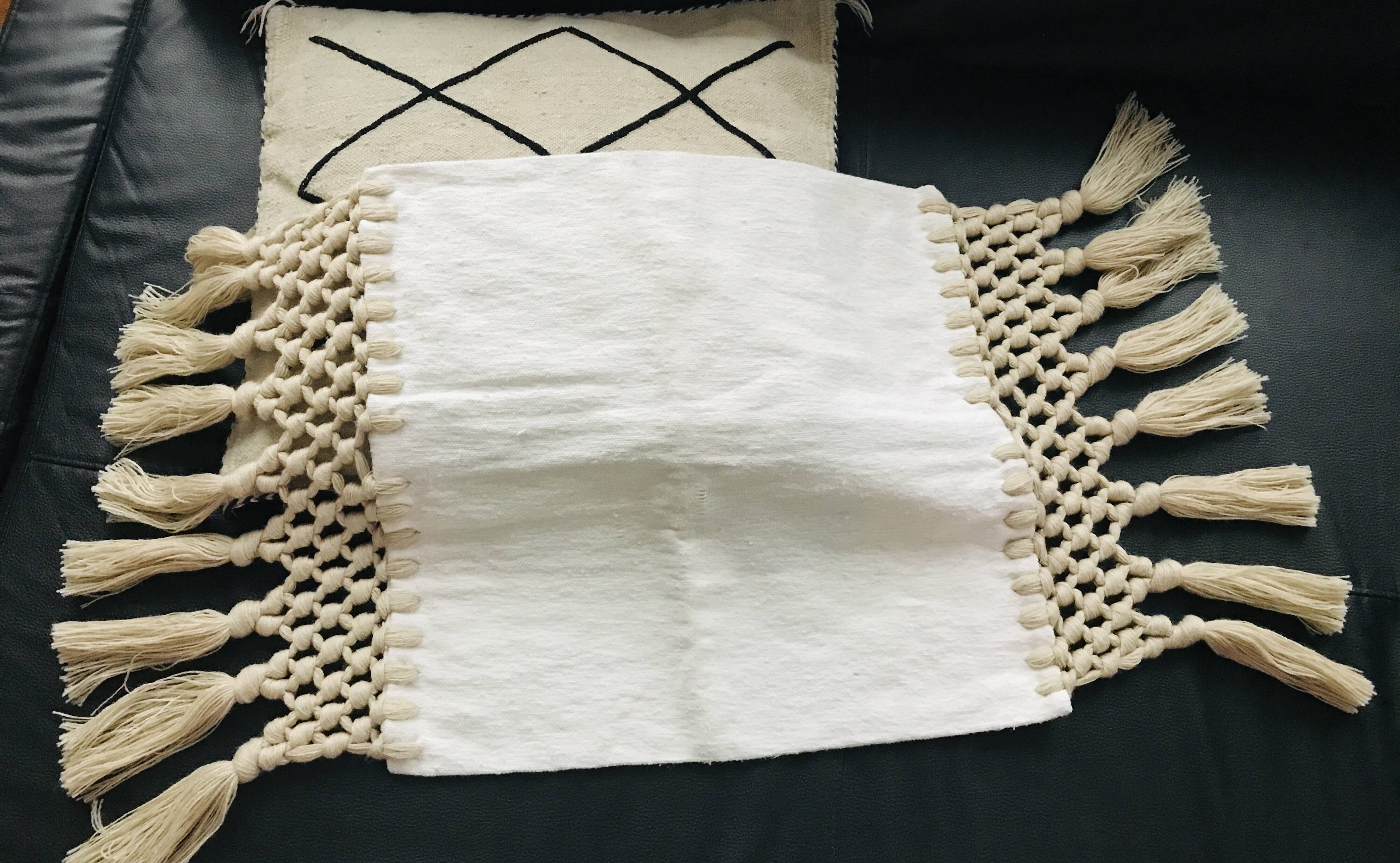 Wool and macramé cushion cover