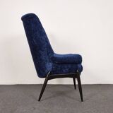 Fauteuil vintage en velours du milieu du siècle par Júlia Gaubek, années 1960, Hongrie