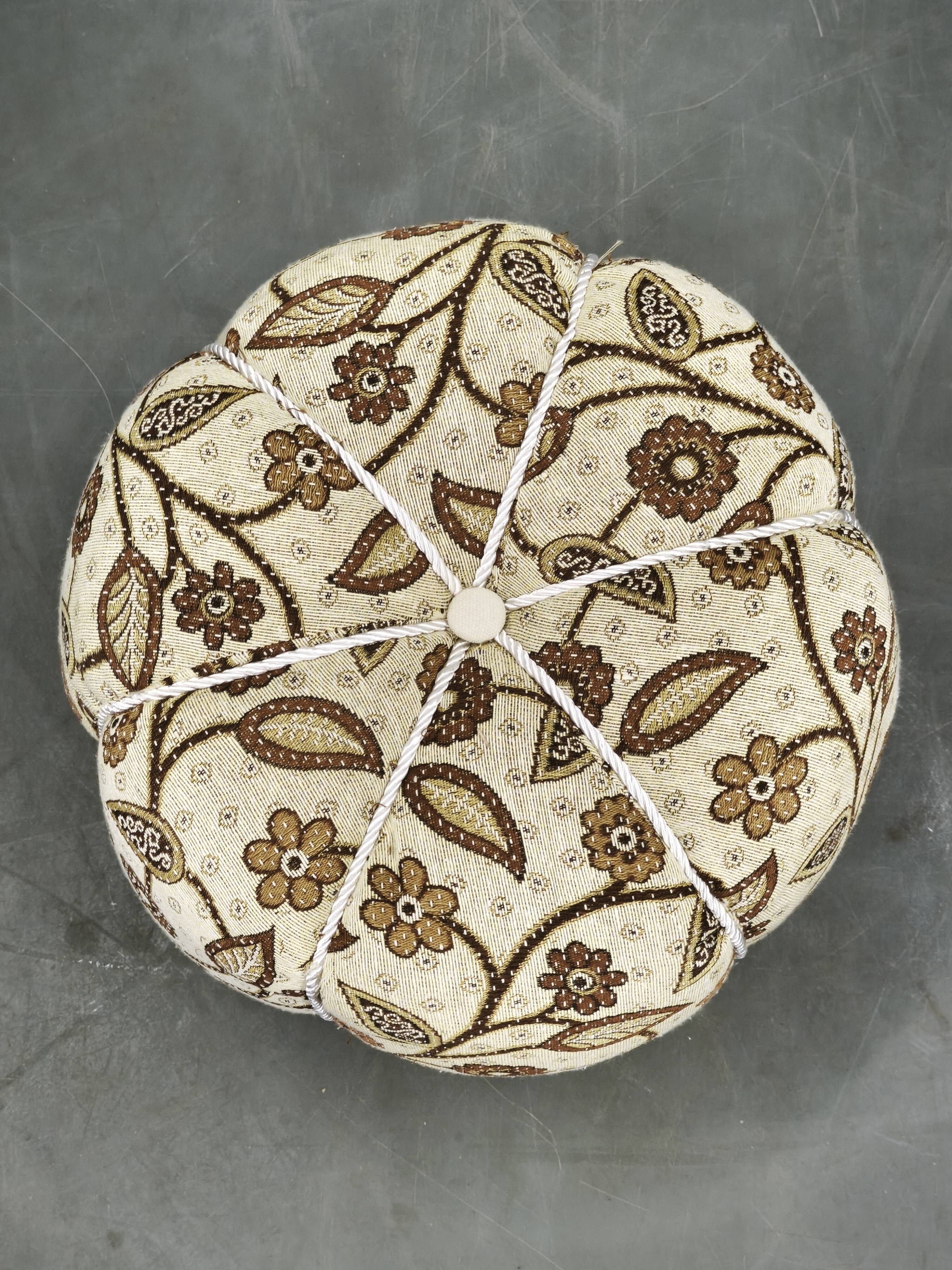 Art Deco Floral Upholstered Pouf Ottoman, Czechoslovakia, 1940s