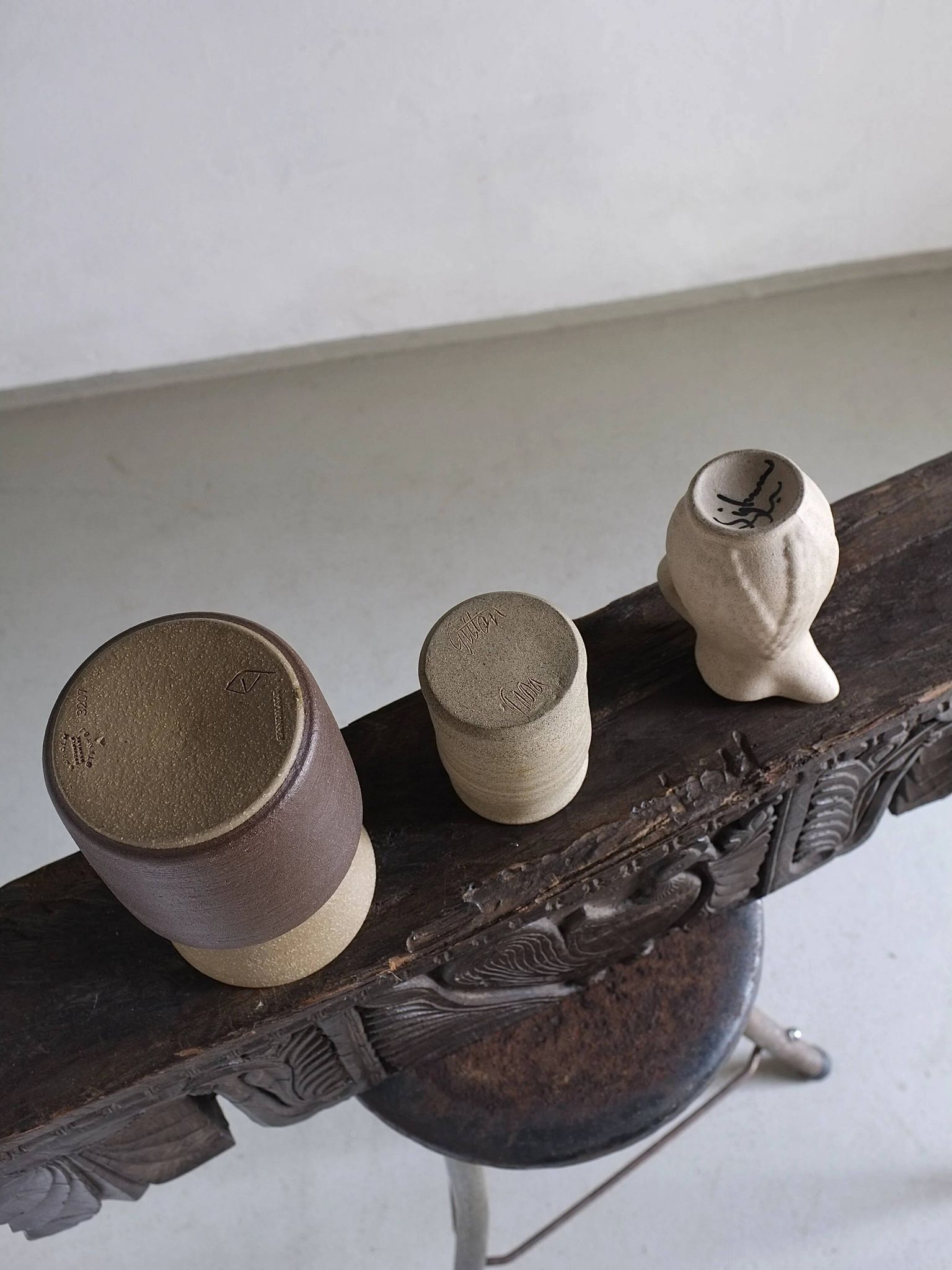 Ensemble de vases en grès beige Soholm | Danemark | Années 1960
