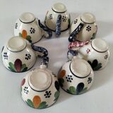 Set of 7 miniature Quimper earthenware cups