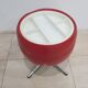 Pouf with storage function, red vinyl, chrome, Germany, 1960s