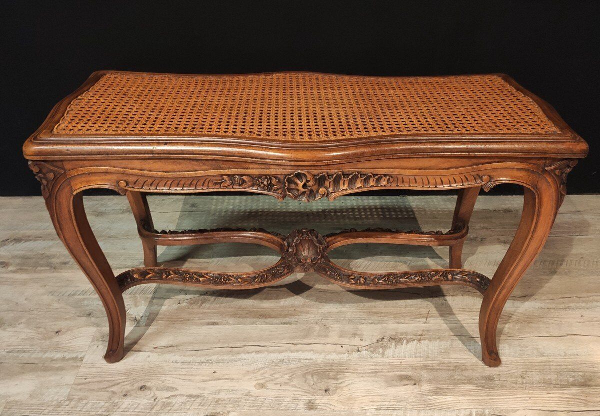 Piano bench cannée  Louis XVI style with two seats